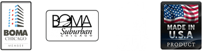 BOMA Chicago member, BOMA Suburban Chicago member, LEED Certified, Made in USA product